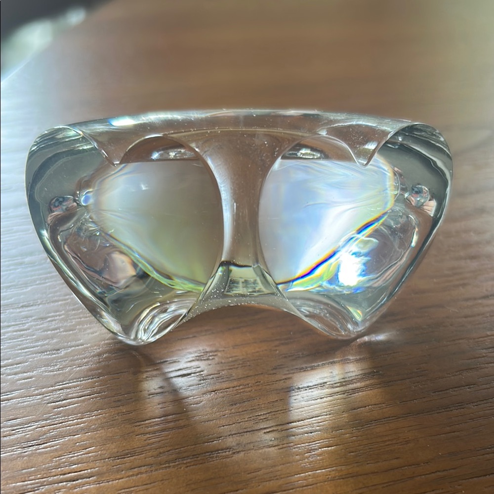 Steuben Crystal Heart Sculpture with Iridescent Accents Valentines Day Gift